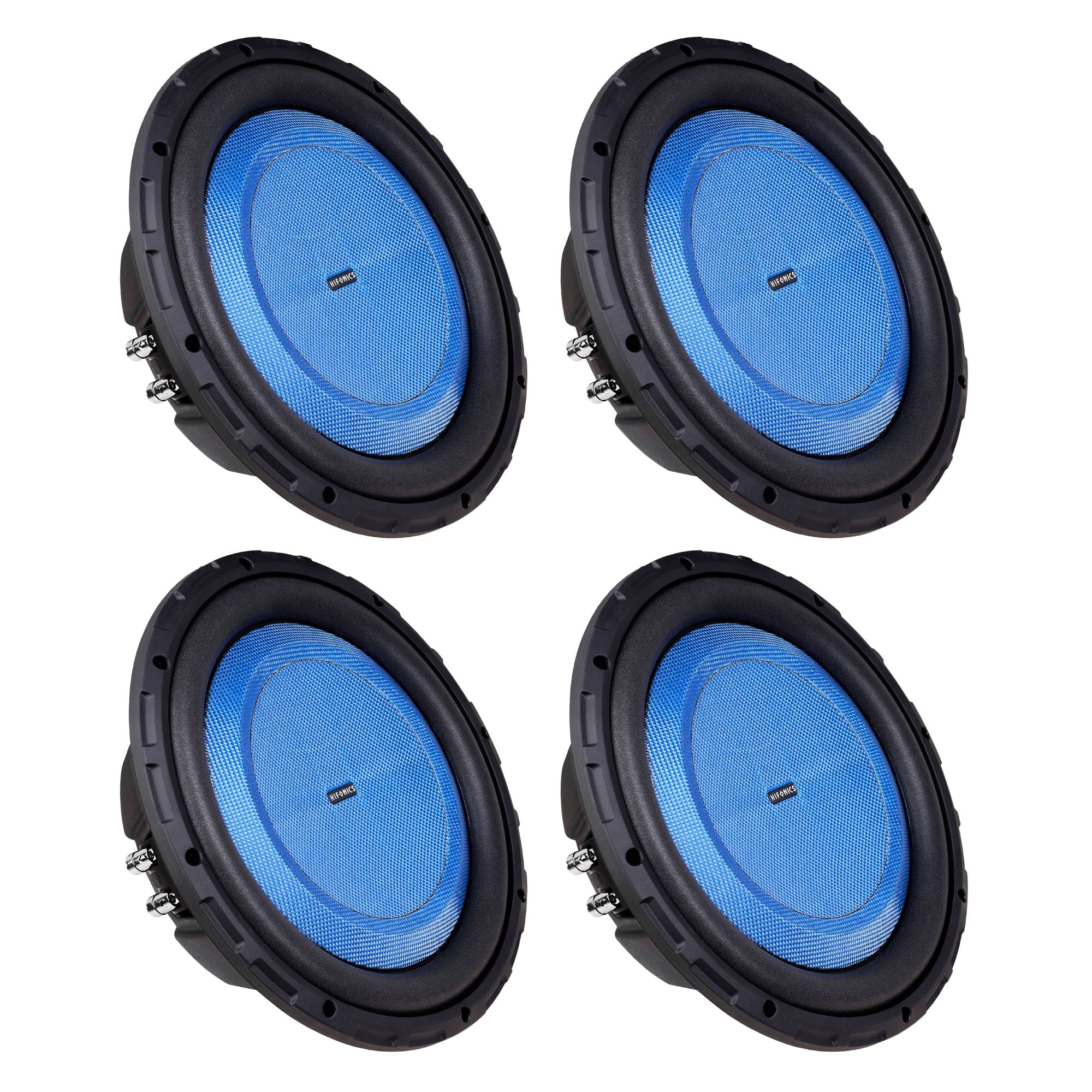 Hifonics 4 Pack ELITE 12” Shallow Subwoofer Dual Voice Coil Audio Speaker, 600W