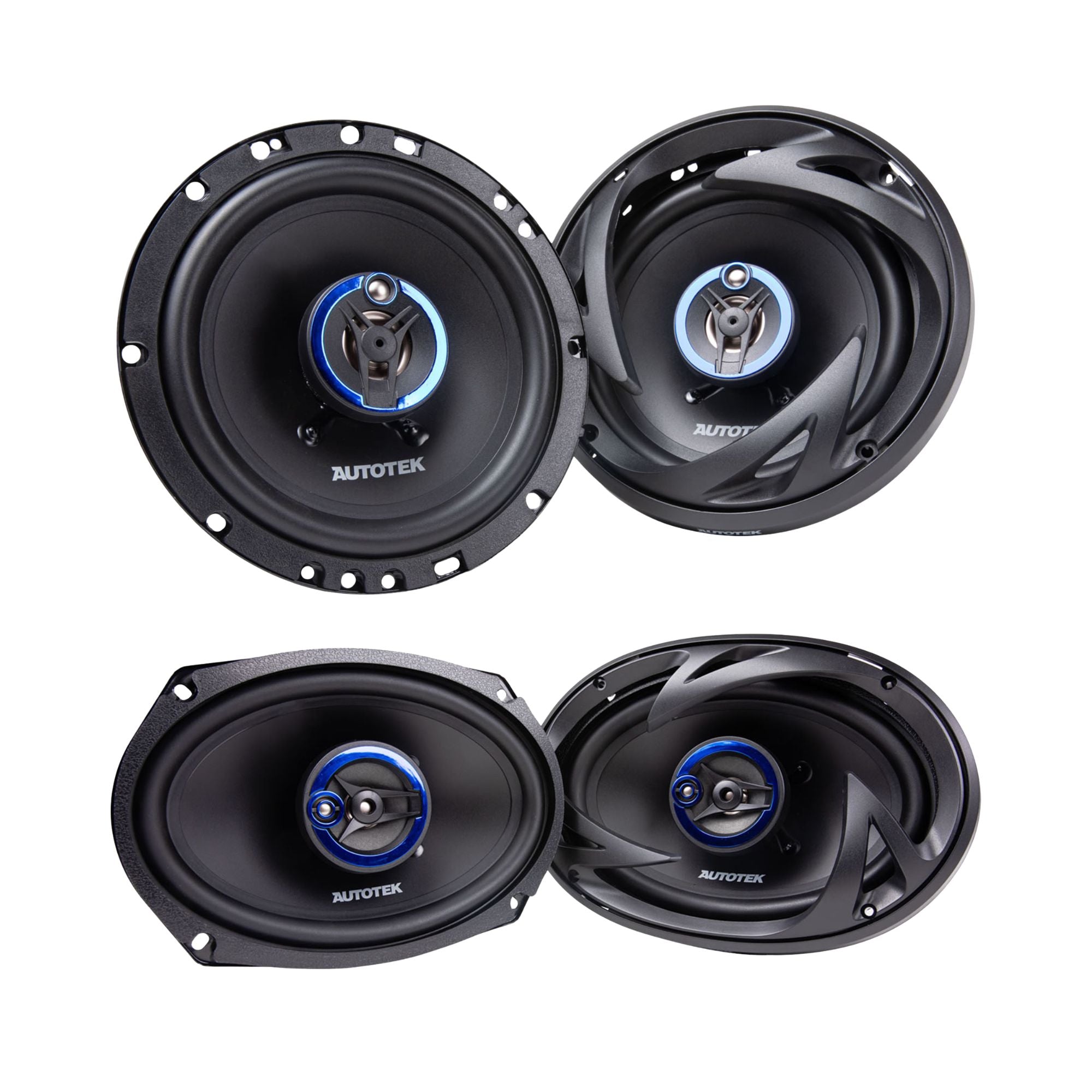 Autotek Street Machine 3-Way Car Audio Universal Coaxial Speakers, 6.5" & 6x9"