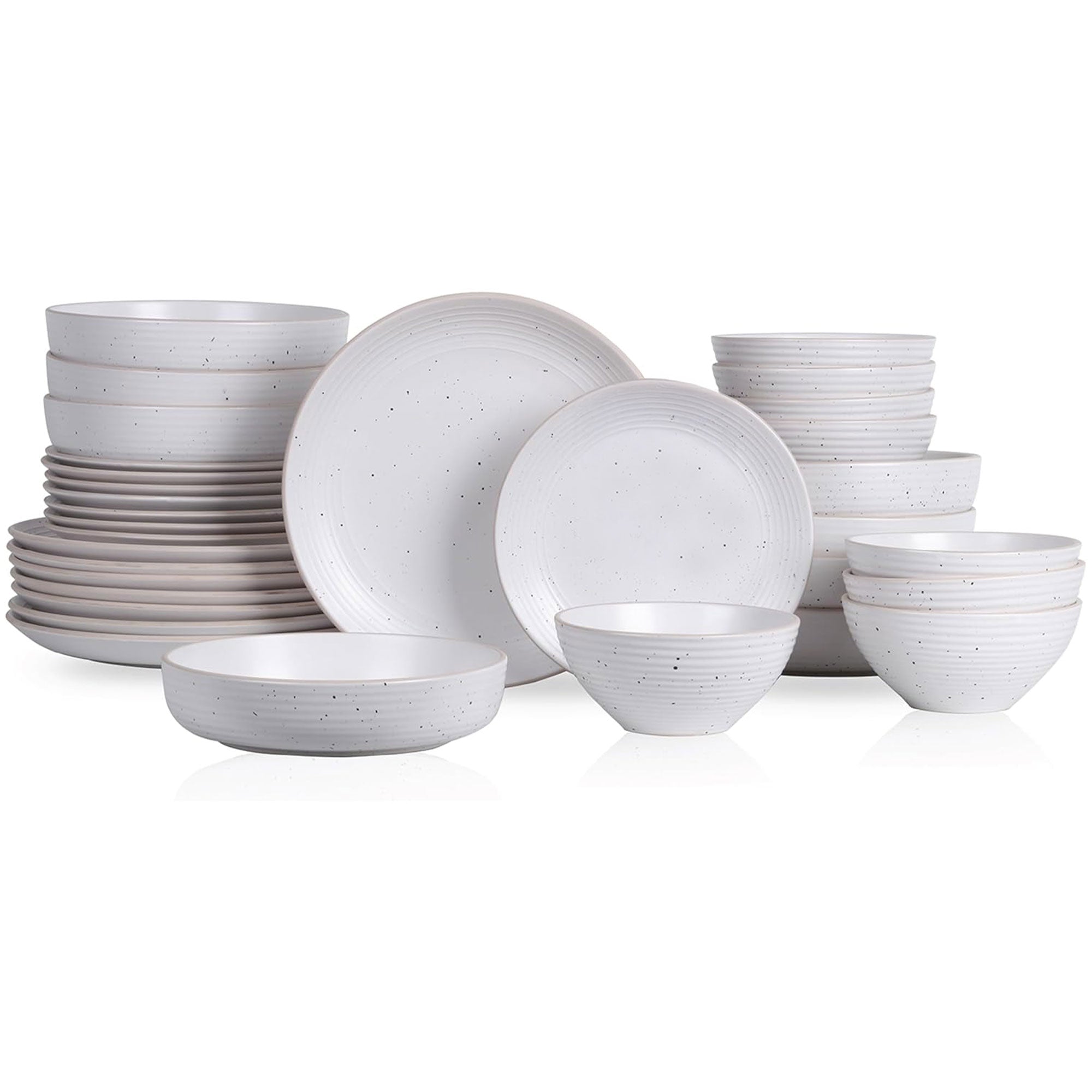 Stone Lain Lauren Stoneware 32 Piece Dinnerware Set, Service for 8, Off White