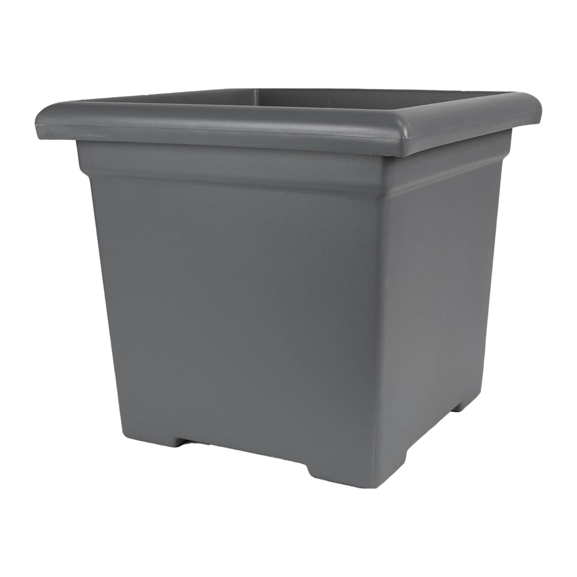 The HC Companies Accent Square Plastic Plant Pot with Drainage, 15.5", Warm Gray