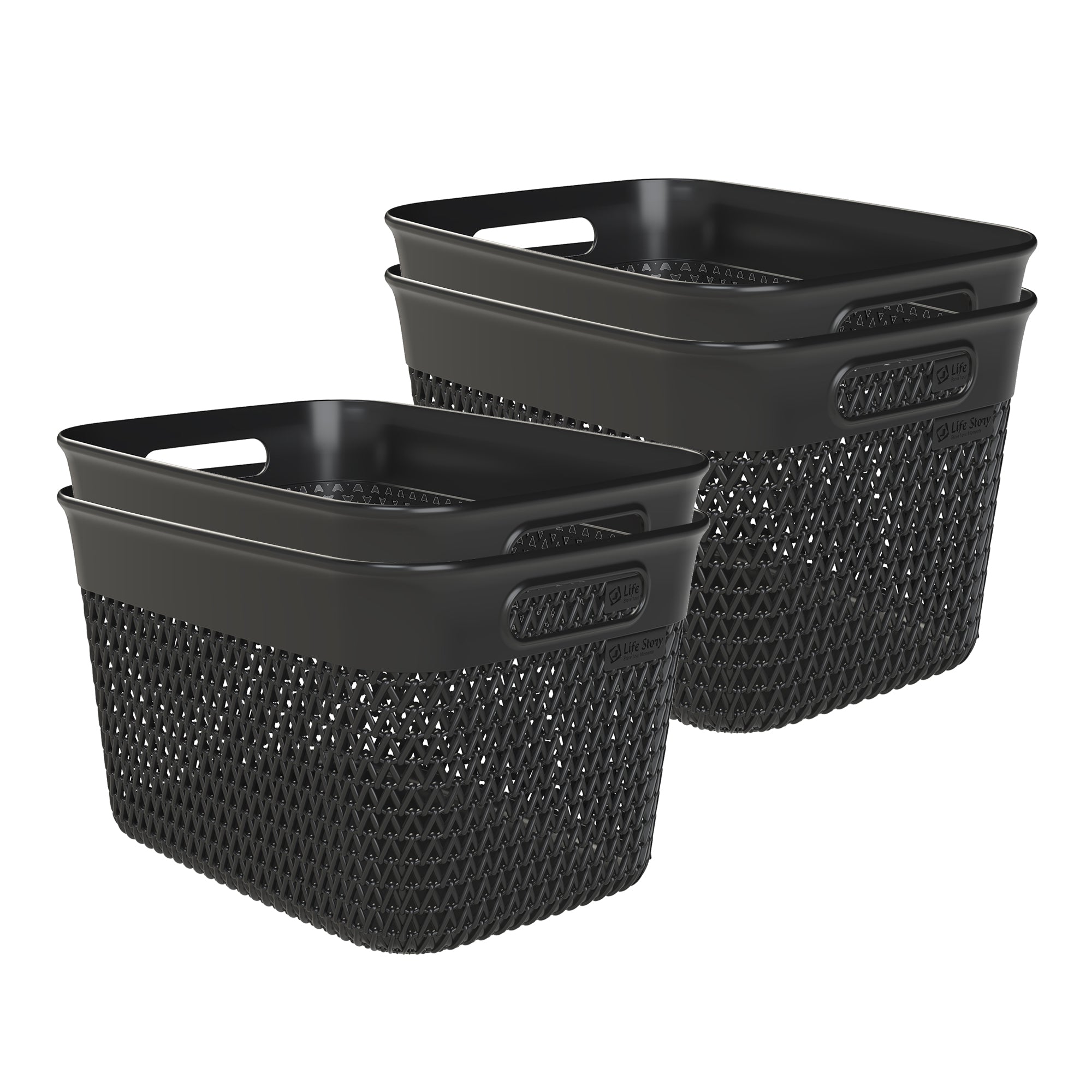Life Story 16 Qt Decorative Storage Basket, Large Home Organizer, Black, 4 Pack