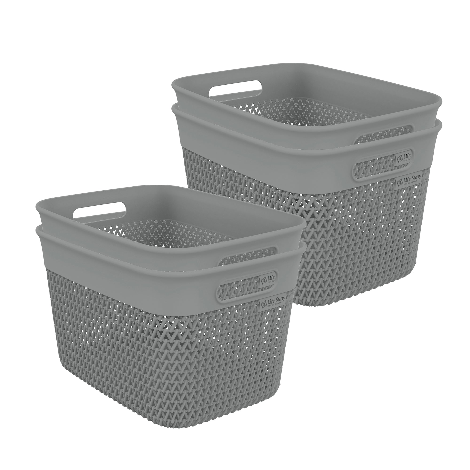 Life Story 16 Qt Decorative Storage Basket, Large Home Organizer, Gray, 4 Pack