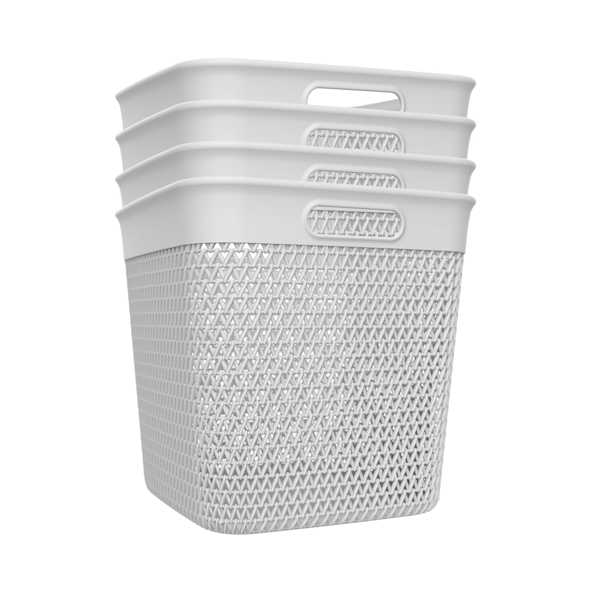 Life Story 26 Quart Decorative Storage Basket, XL Home Organizer, White, 4 Pack