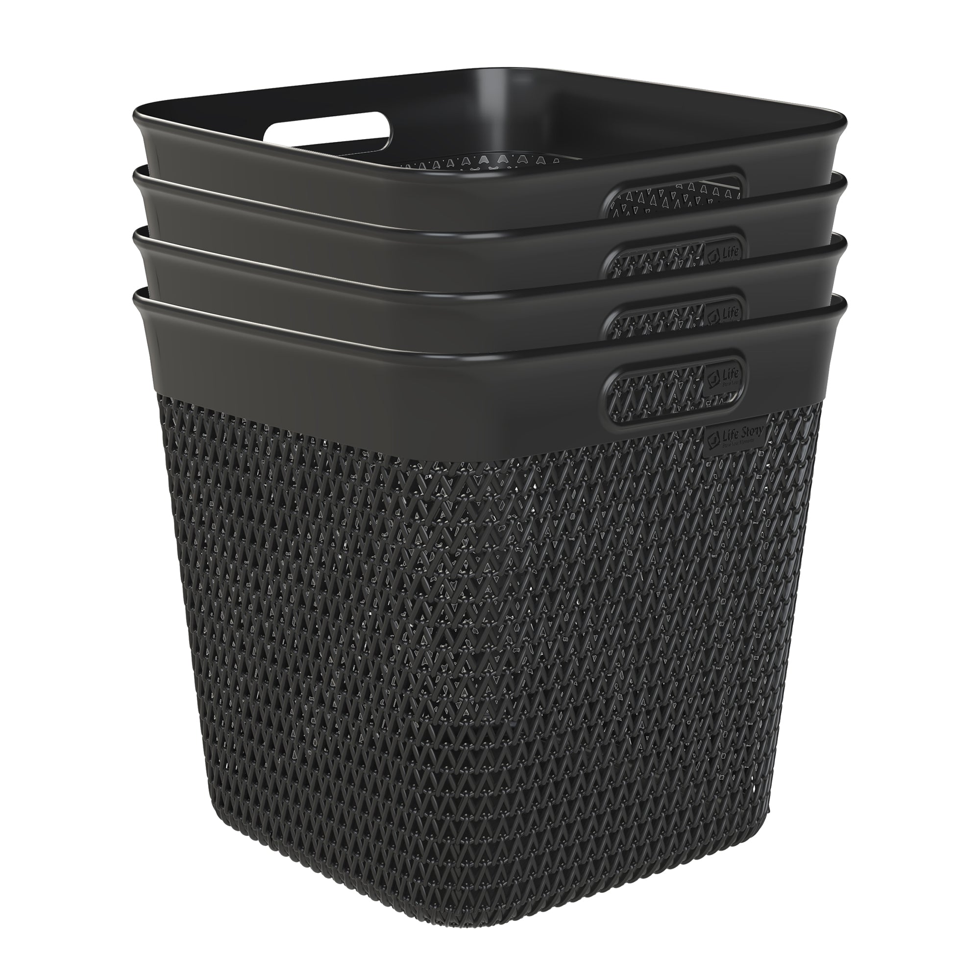 Life Story 26 Quart Decorative Storage Basket, XL Home Organizer, Black, 4 Pack