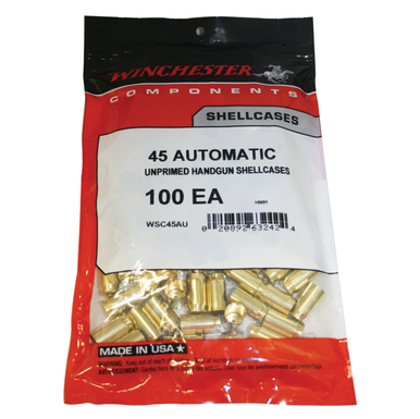 Winchester .45 ACP Unprimed Pistol Brass 100cnt-WSC45AU