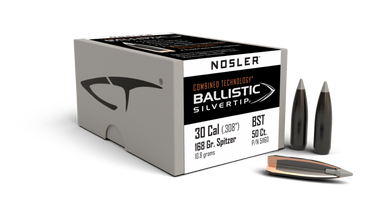 Nosler Ballistic Silver Tip 51160 .30 Cal 168 gr Spitzer Bullets-50cnt