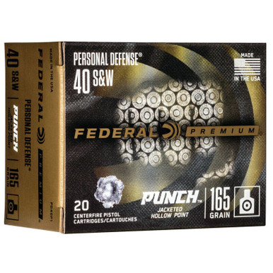 Federal PD40P1 Power Point 40 S&W 165 GR JHP 20 Rounds