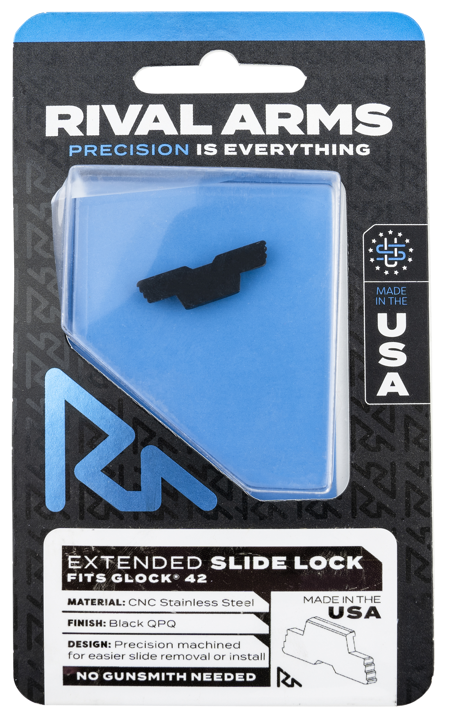 Rival Arms Slide Lock, Rival Ra-ra80g004a Slide Lck Ext Glk 42 Blk