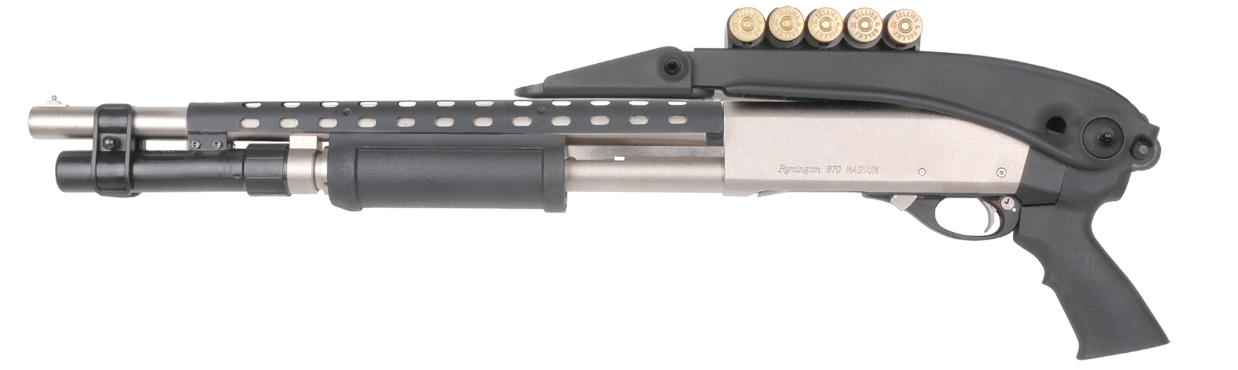 Adv. Tech. Stock Shotgun 12ga. - Pumps Top Folding Black Syn