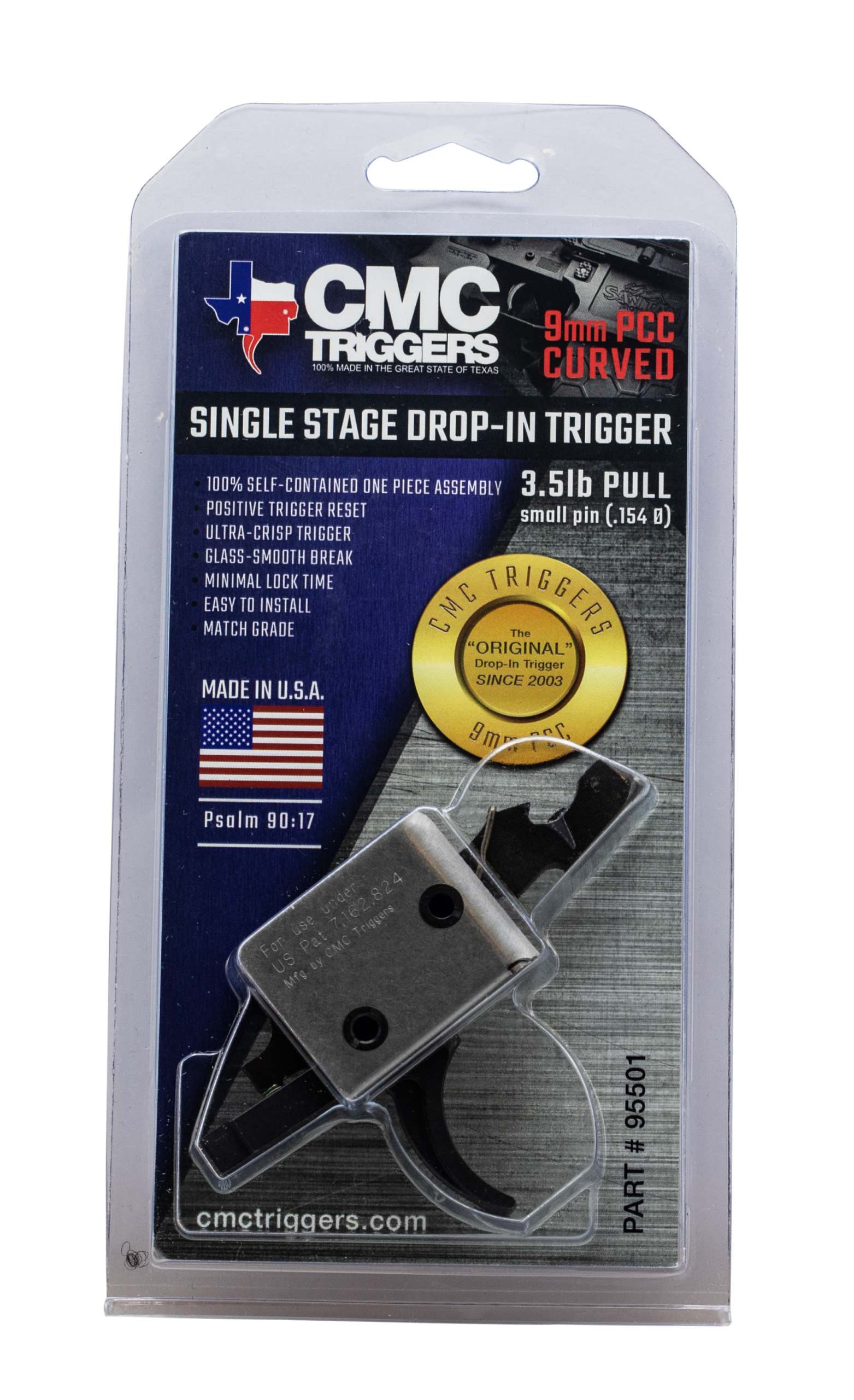 Cmc Triggers Ar15/ar10 9mm Single Stage Trigger Curved 3-3.5 Lb. Pull