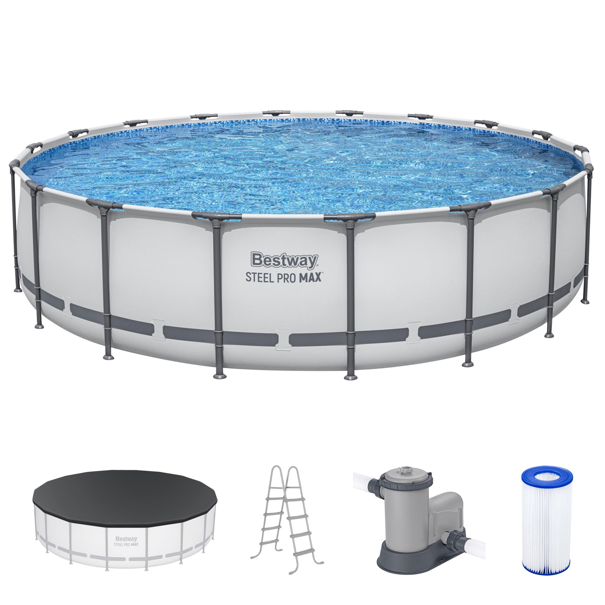 Bestway Steel Pro 18'x48" Frame Swimming Pool Set w/ Filter Pump & Ladder (Used)