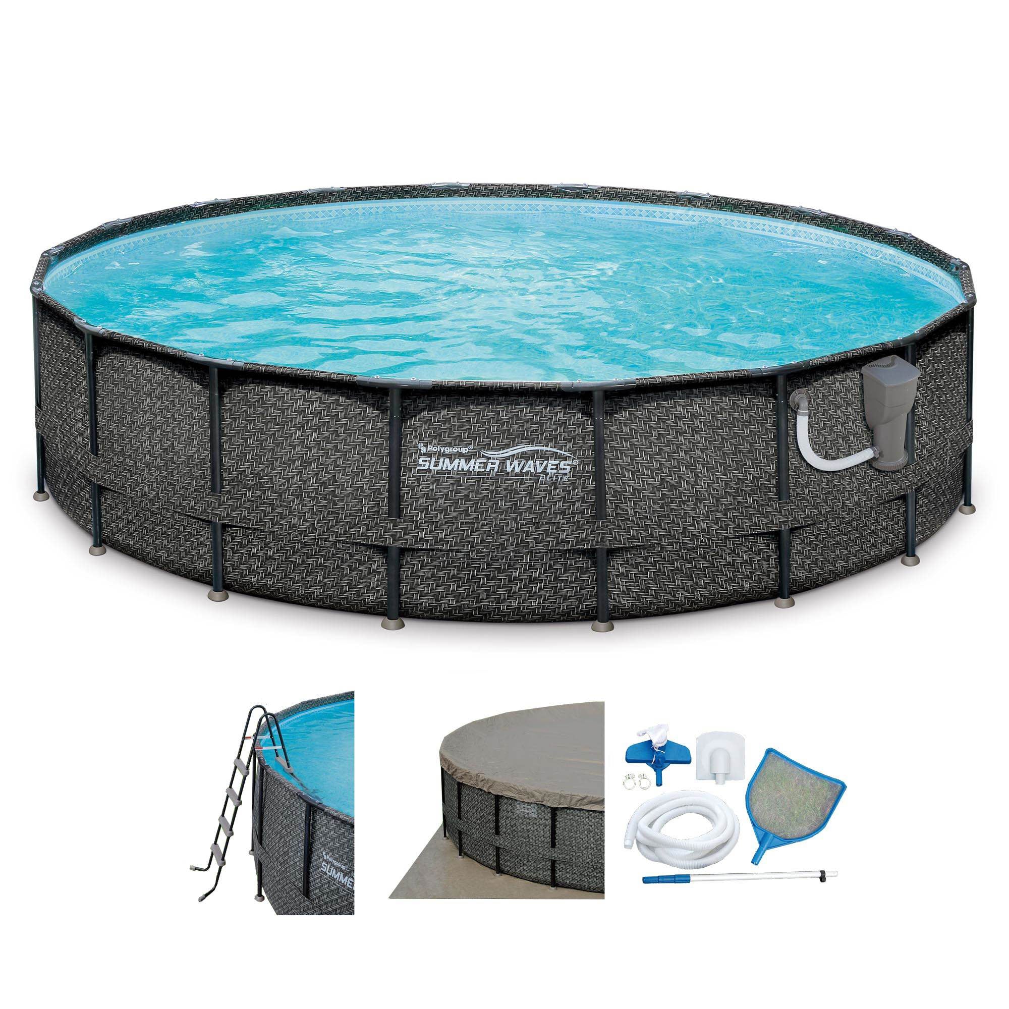 Summer Waves Elite 20ftx48in Above Ground Frame Swimming Pool Set w/ Pump (Used)