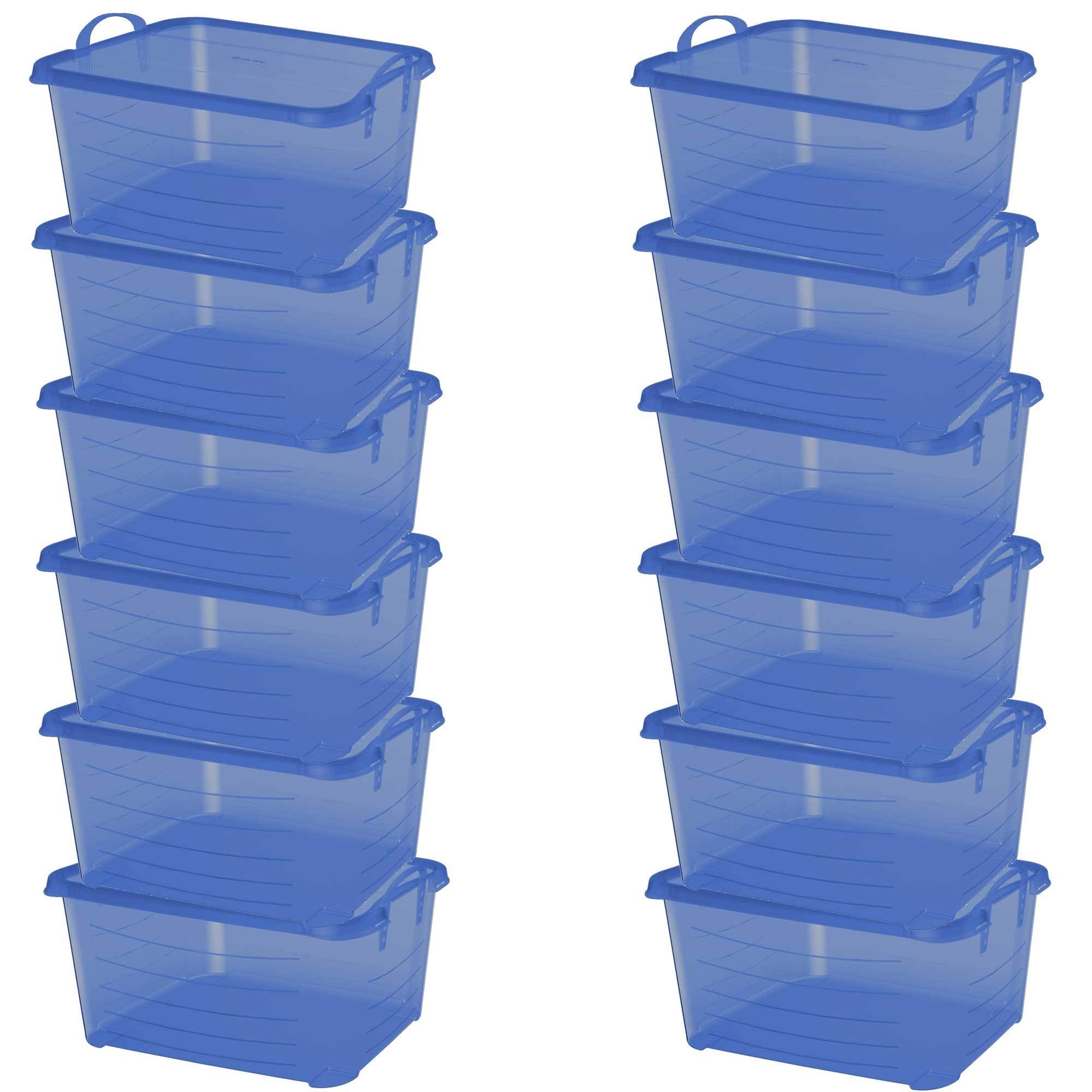 Life Story 55 Quart Stackable Storage Bin, Light Duty Container, Blue, 12 Pack
