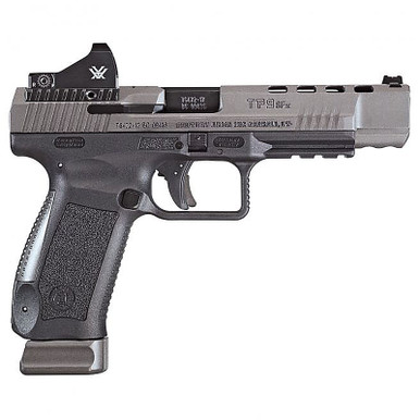 Century CANIK TP9SFx 9MM 5.2" Match Grade Barrel Tungsten Gray Two 20rd Mags Holster Vortex Red Dot Sight