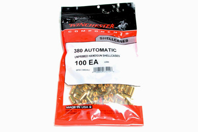 Winchester .380 Auto Unprimed Pistol Brass 100cnt-WSC380AU