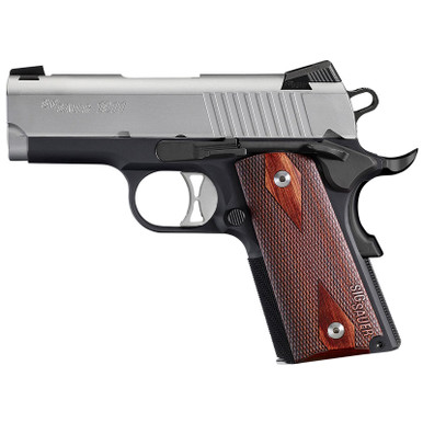 Sig 1911 Ultra Compact Single 9mm 3.3" Rosewood Grip Black Nitron Stainless 8rd *MA Compliant*, 1911UTM9TSS