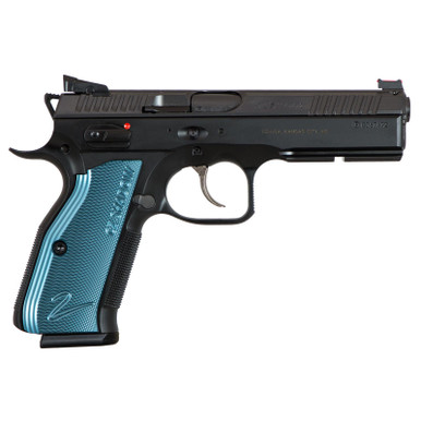 CZ SP-01 Shadow 2 9mm 4.9" Adj. Target Sights Steel Frame Blue Aluminum Grips 17rd Mag