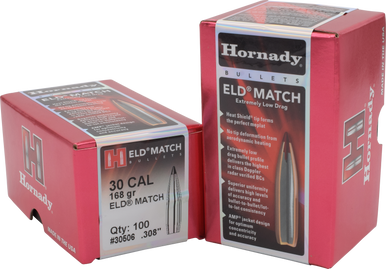 Hornady ELD  Match .30 Cal 168 gr Bullets-100cnt