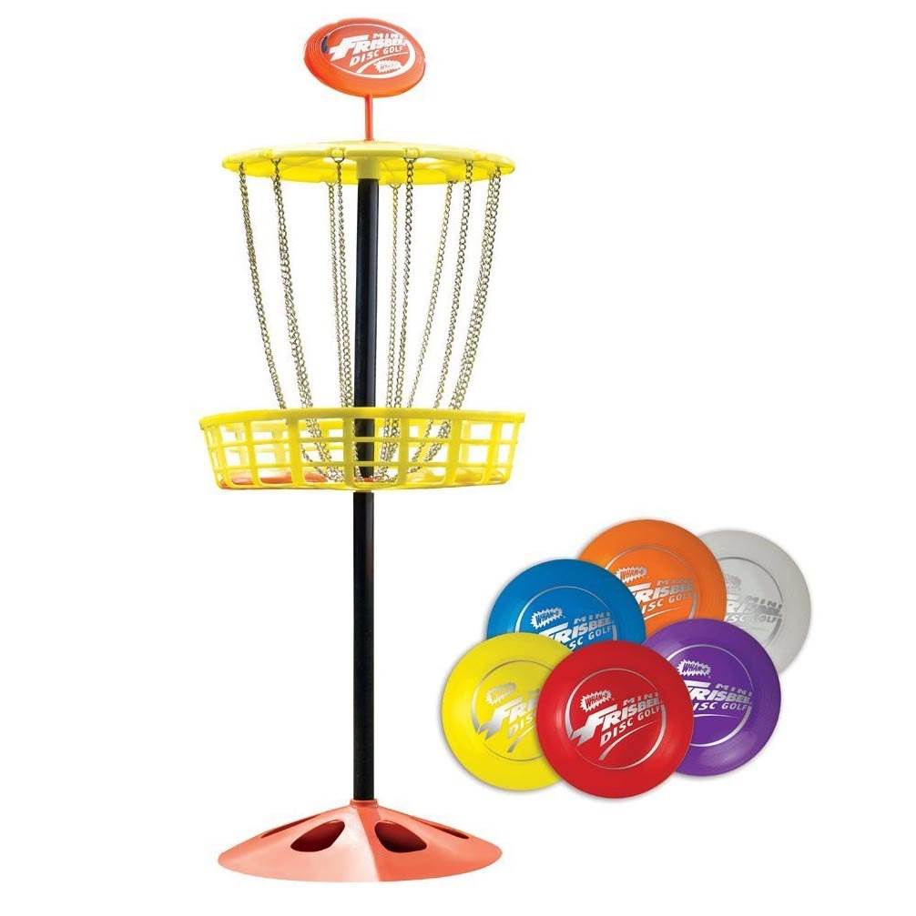Wham O Youth Indoor/Outdoor Portable Mini Frisbee Golf Toy Set Target (Open Box)