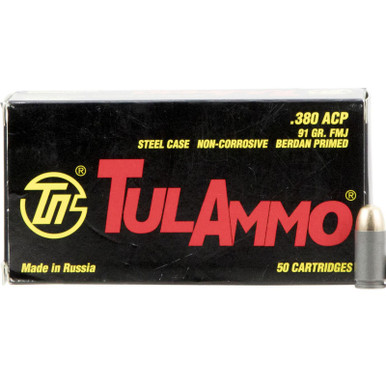 Tulammo TA380910 380 ACP 91 GR FMJ 50 Rounds