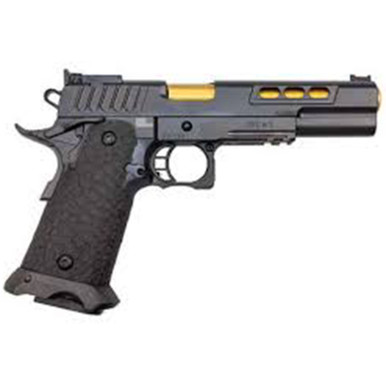 Sacatto DVC 3 Gun 9mm 5.4" TiN Gold Bull Barrel 2011 DVC Stipple Grip 2.5 lbs. Trigger Black 17rd/21rd