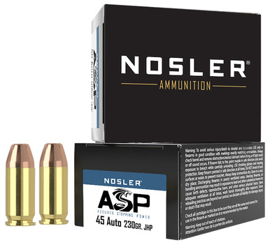 Nosler Assured Stopping Power Target 45 ACP 230 gr JHP 20Rnd Handgun Ammo