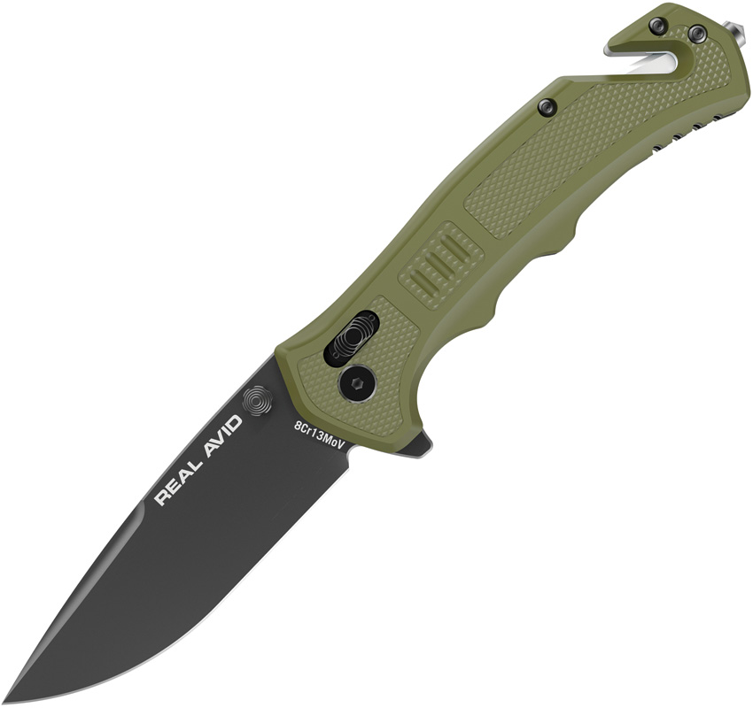 Real Avid RAV 4 Crossbar Lock Pocket Knife Spring Assisted Green - AVRAV4