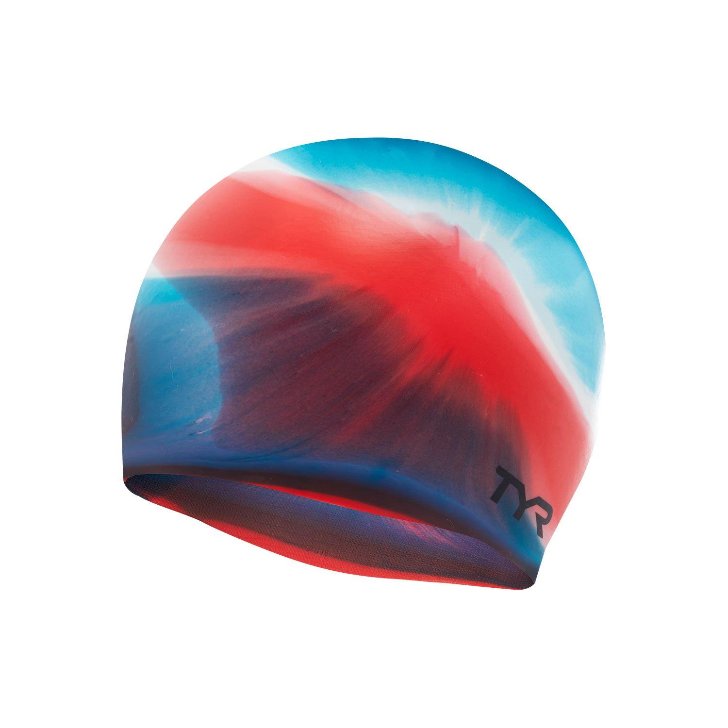 TYR - Adult Silicone Swim Cap, Red White Blue