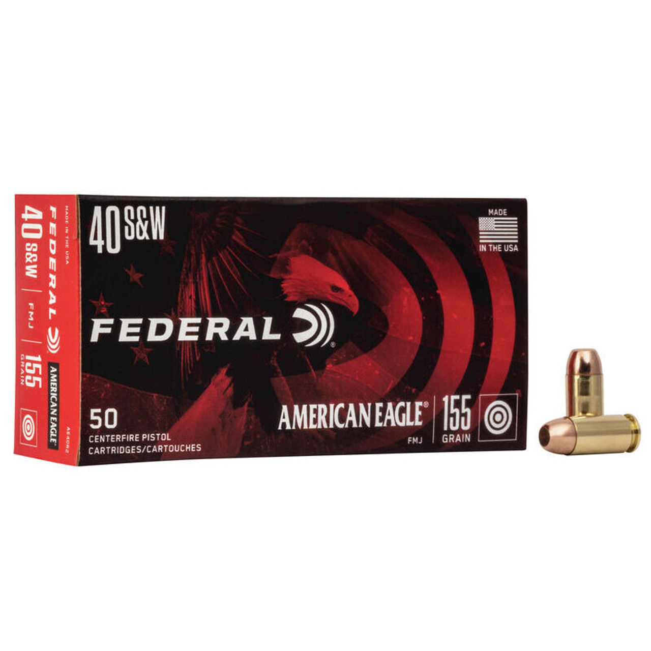 Federal American Eagle 40 S&W 155 Grain FMJ Handgun Ammo (50)