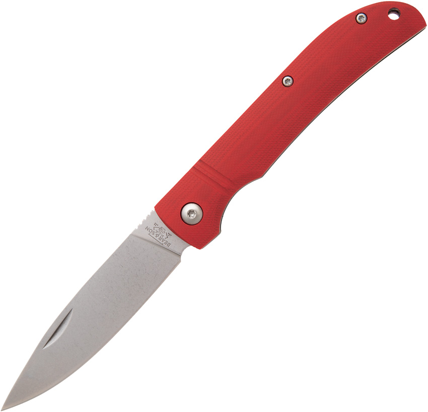 Bear & Son 4.5 Inch Red G10 Drop Point Slip Joint Pocket Knife - BC457GR