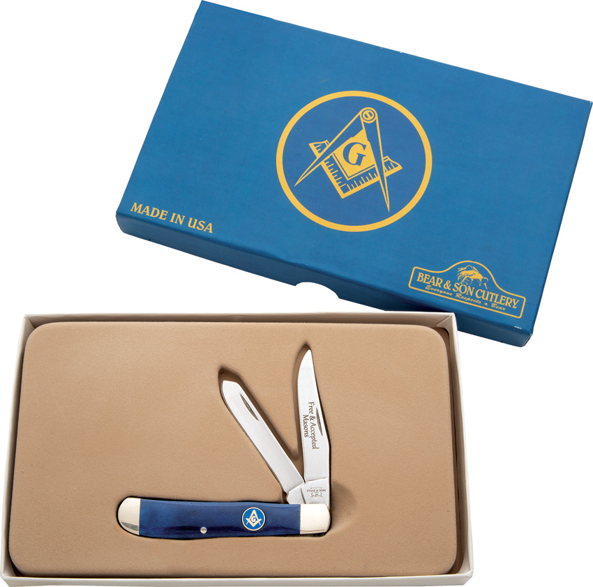 Bear & Son Masonic Trapper Pocket Knife Blue - BCS607M