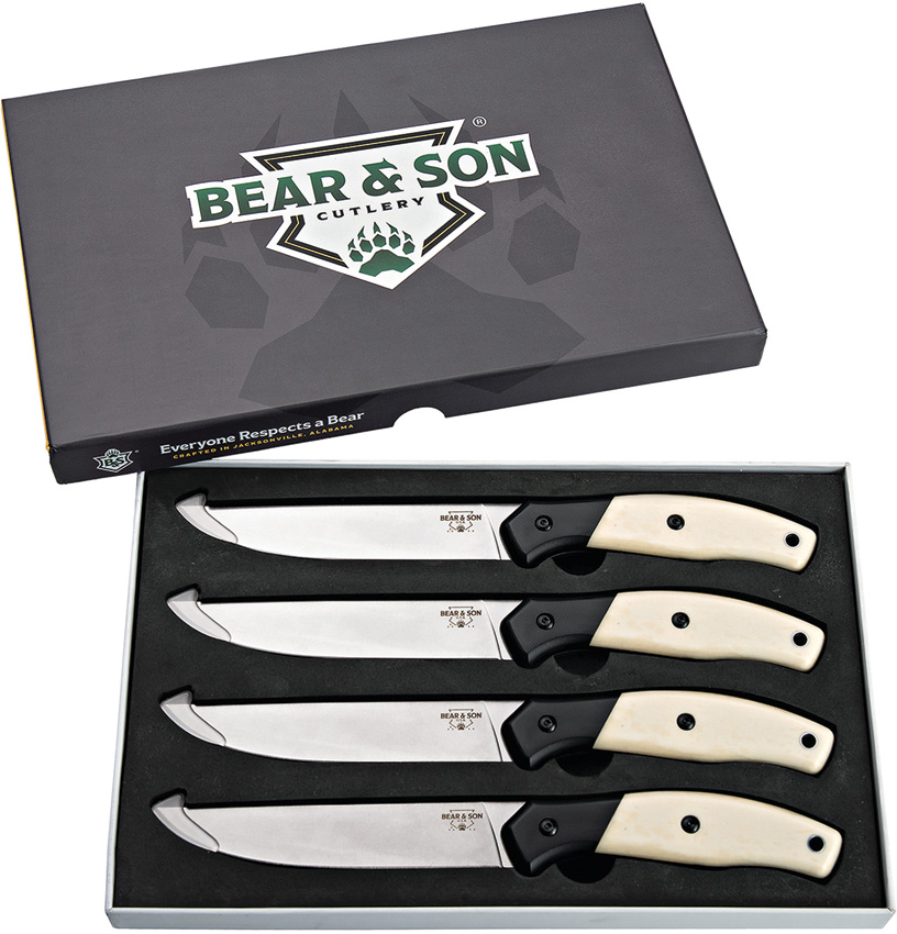 Bear & Son 4 Piece Steak Knife Set White Smooth Bone - BCWSB36
