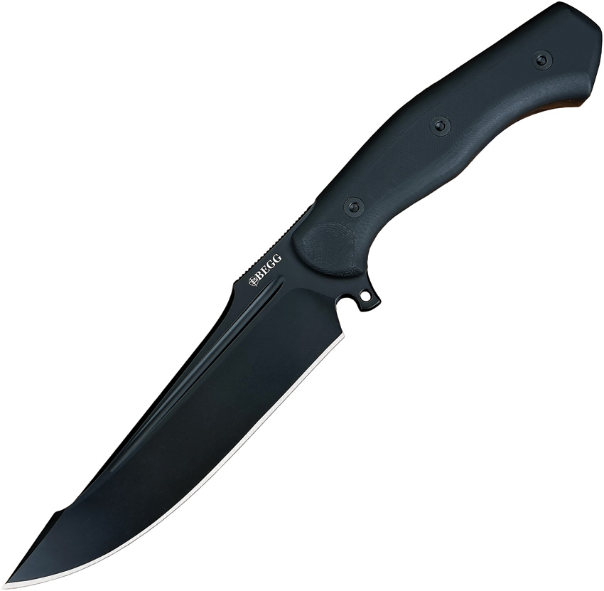 Begg Alligator Fixed Blade Knife Black G10 Black Blade - BG047