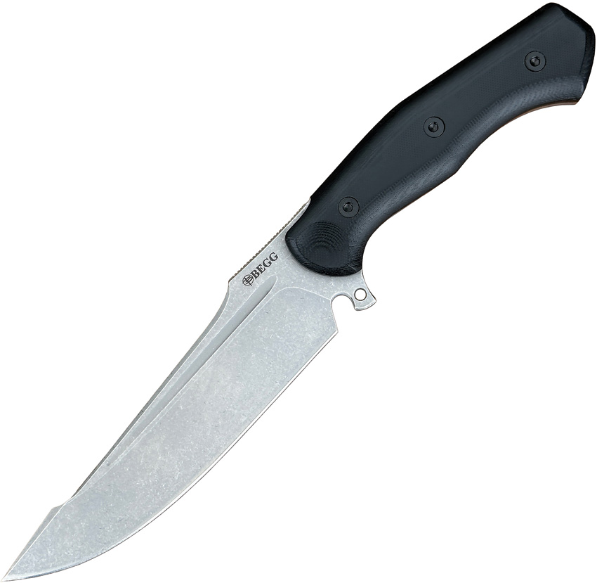 Begg Alligator Fixed Blade Knife Black G10 Beadblast - BG048