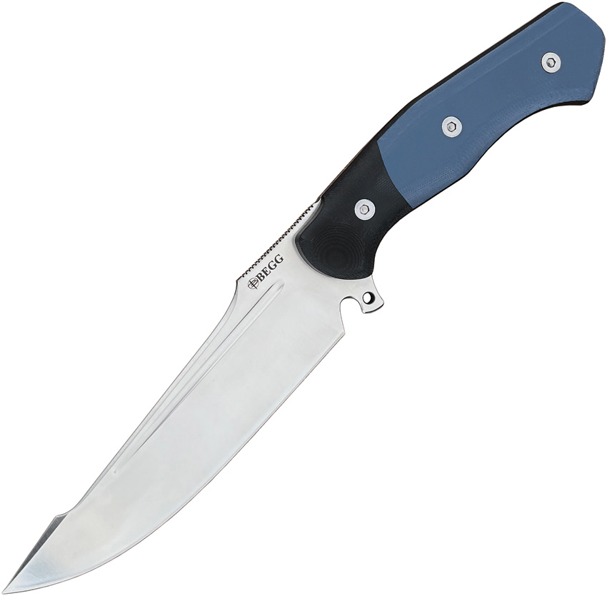 Begg Alligator Fixed Blade Knife Blue & Black G10 - BG051