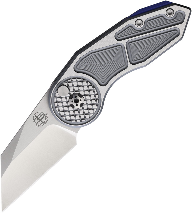 Begg Micro Burst Button Lock Pocket Knife Checkered Grey - BG059