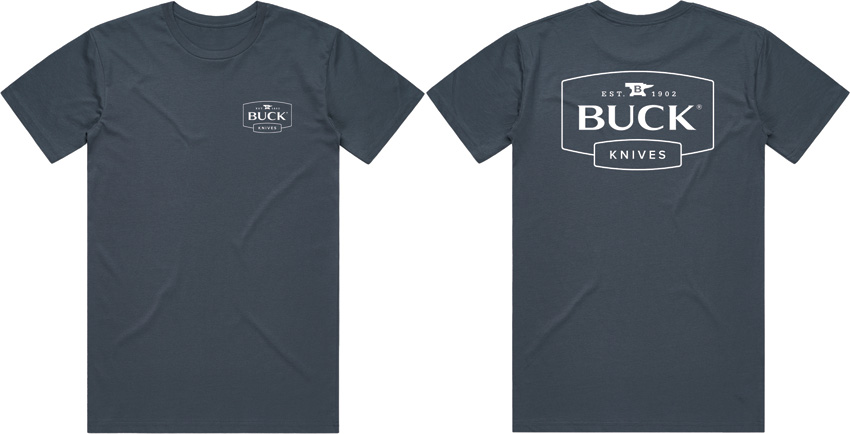 Buck Logo T-Shirt Petro Blue Large - BU13879