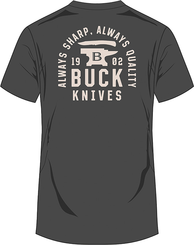 Buck Stacked Logo Tee Shirt Black XL - BU14293