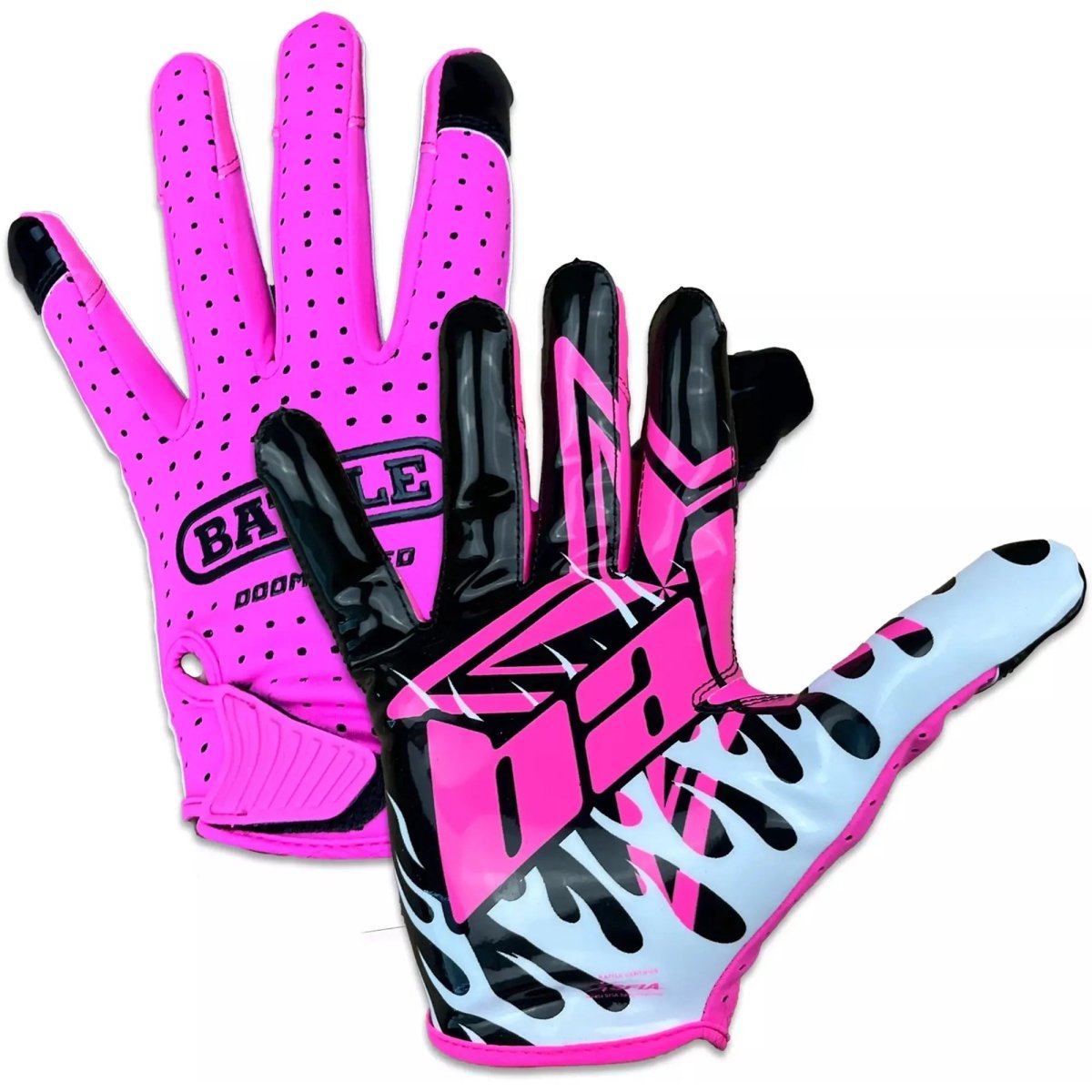 Battle Sports - "Astro" Doom Speed Receiver Football Gloves - Adult Black/Pink