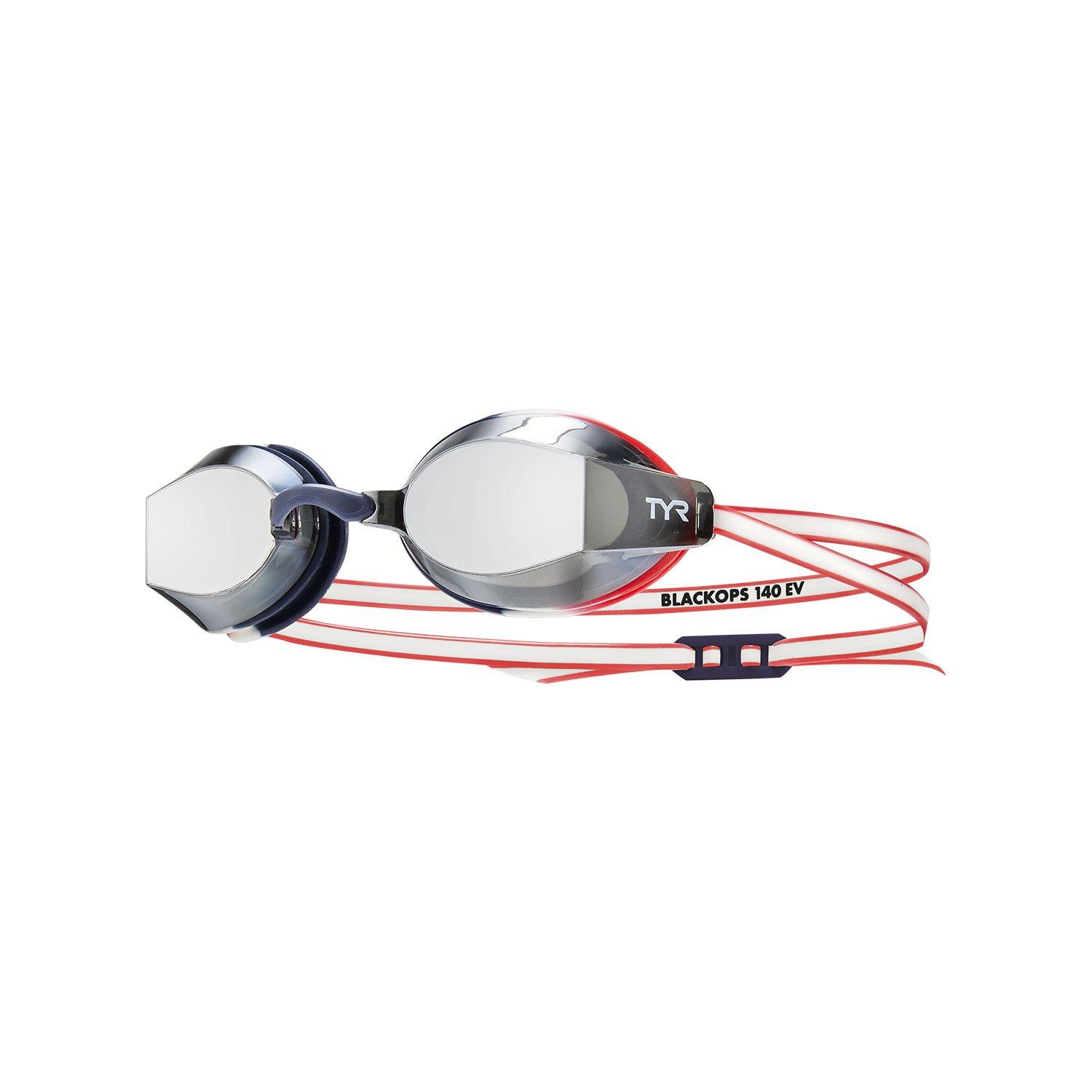 TYR - Black Ops 140 EV Mirrored Swimming Goggles, Red White Blue