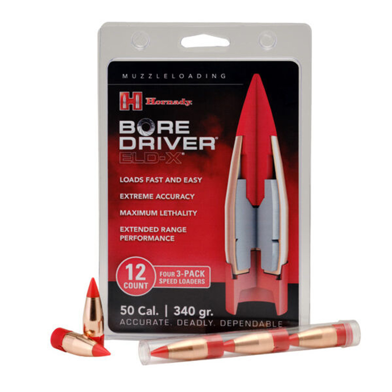 Hornady Bore Driver 50 Cal. 340 Grain ELD-X Muzzleloading Bullet (12)