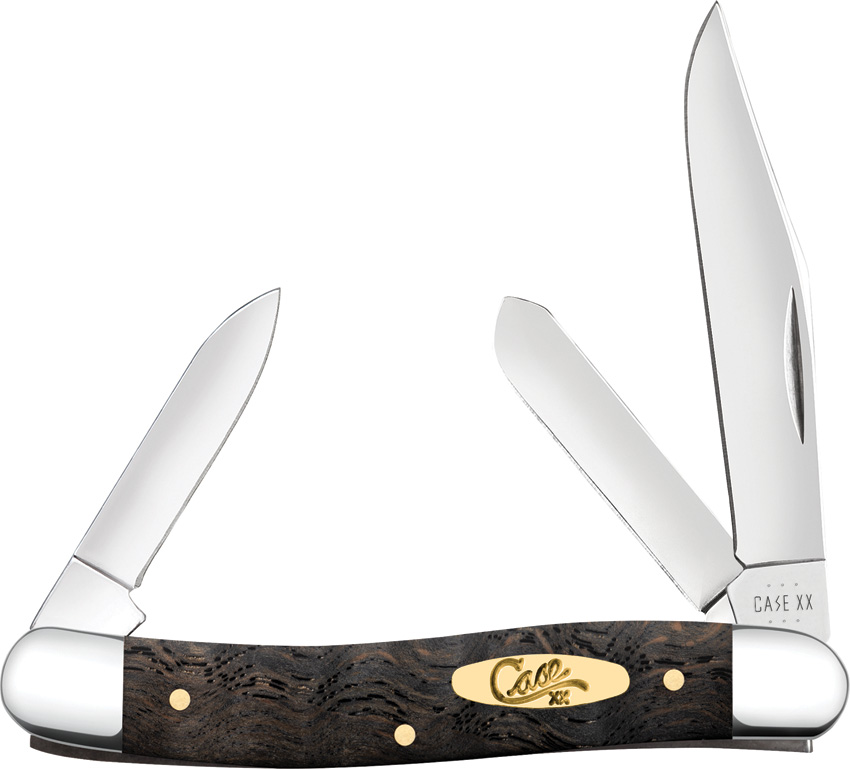 Case Cutlery Black Curly Oak Medium Stockman Pocket Knife - CA14001
