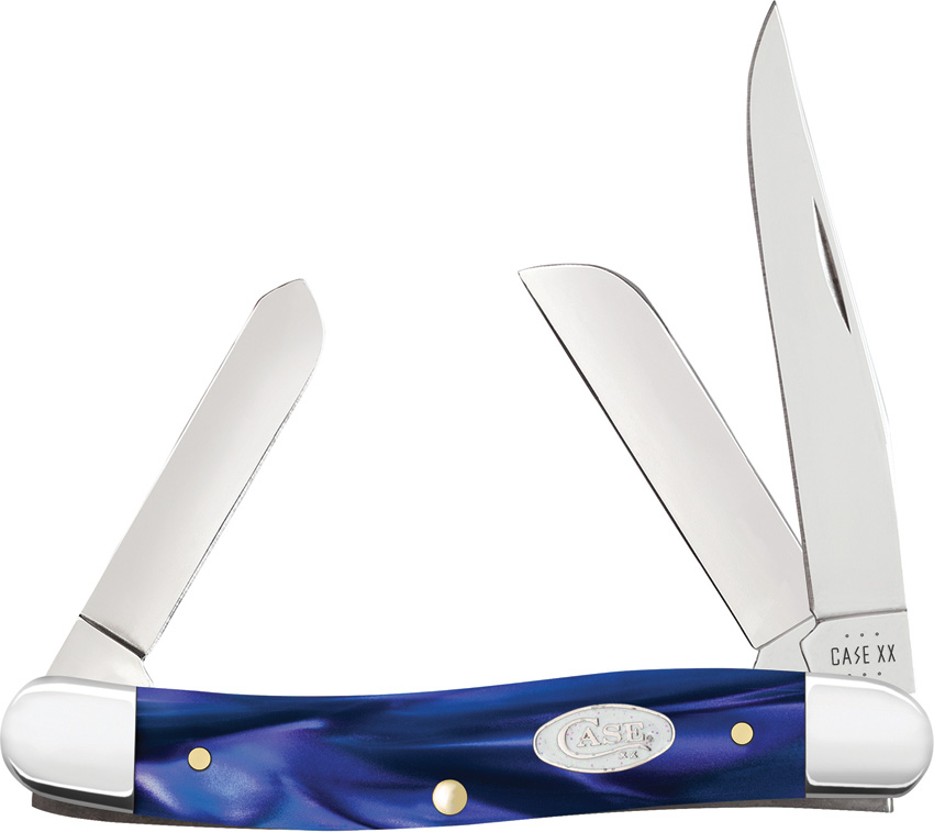 Case Cutlery Blue Pearl Kirinite Medium Stockman Pocket Knife - CA23448