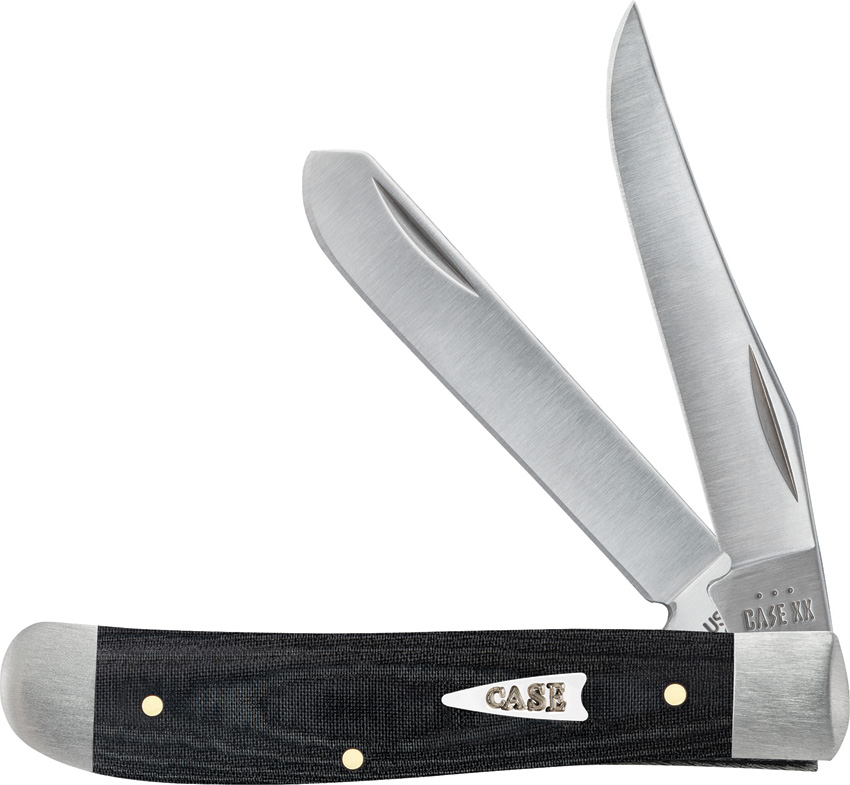 Case Cutlery Black Micarta Miniature Trapper Pocket Knife - CA27822