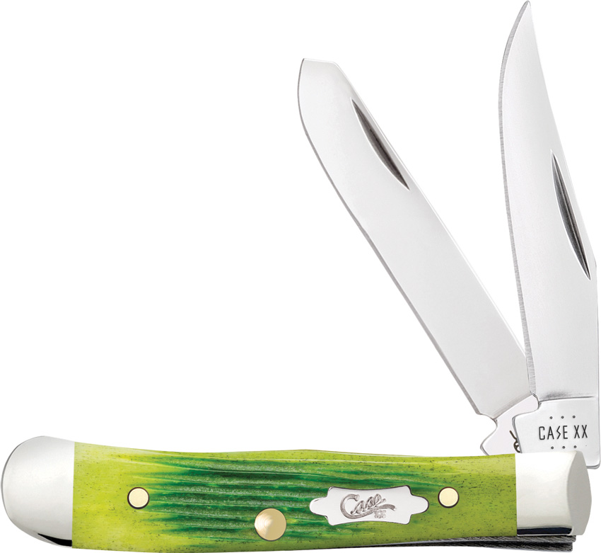 Case Cutlery Lime Green Bone Barnboard Trapper Pocket Knife - CA61046