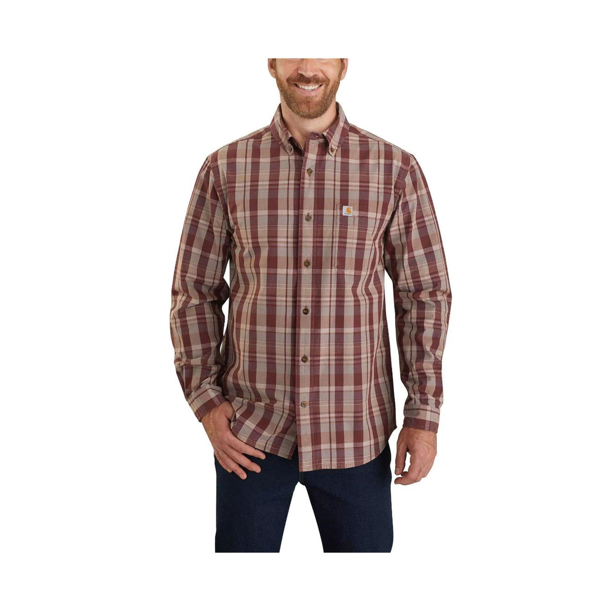 Carhartt Relaxed Fit Cotton Long Sleeve Plaid Shirt