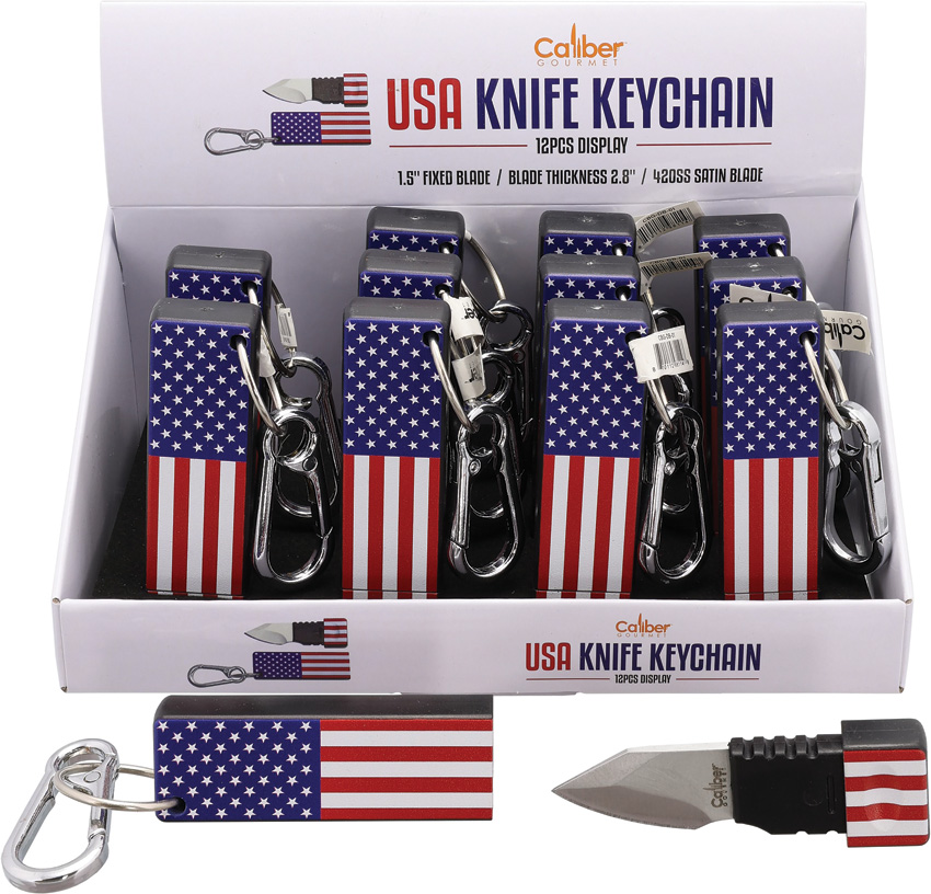 Caliber Gourmet USA Keychain Pocket Knife 12 Pack - CBG98114