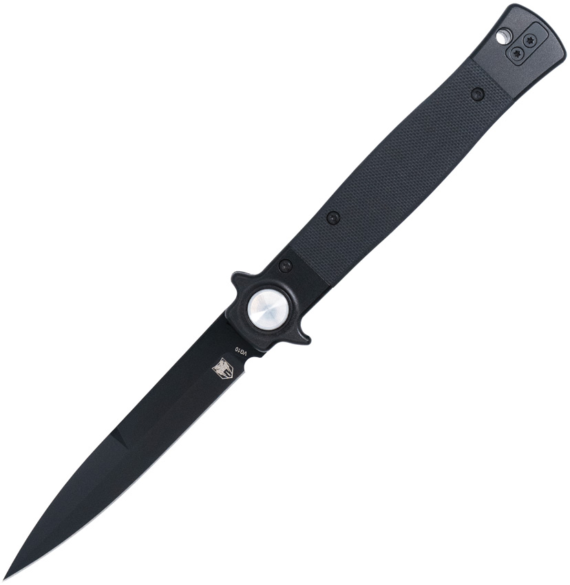Cobratec Stiletto Button Lock Pocket Knife Black - CBTSTBLBKBK