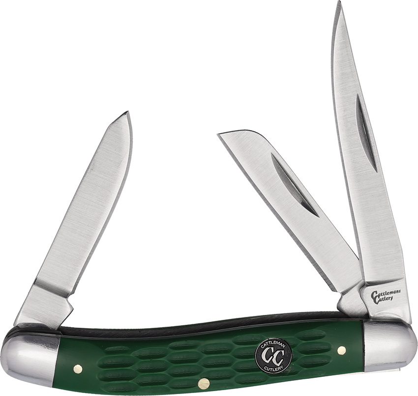 Cattlemans Cutlery CC Series Stockman Pocket Knife Green - CC0001JGD