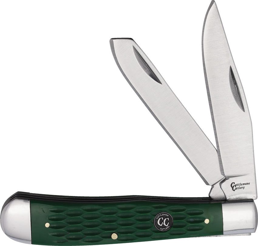 Cattlemans Cutlery CC Series Trapper Pocket Knife Green - CC0002JGD